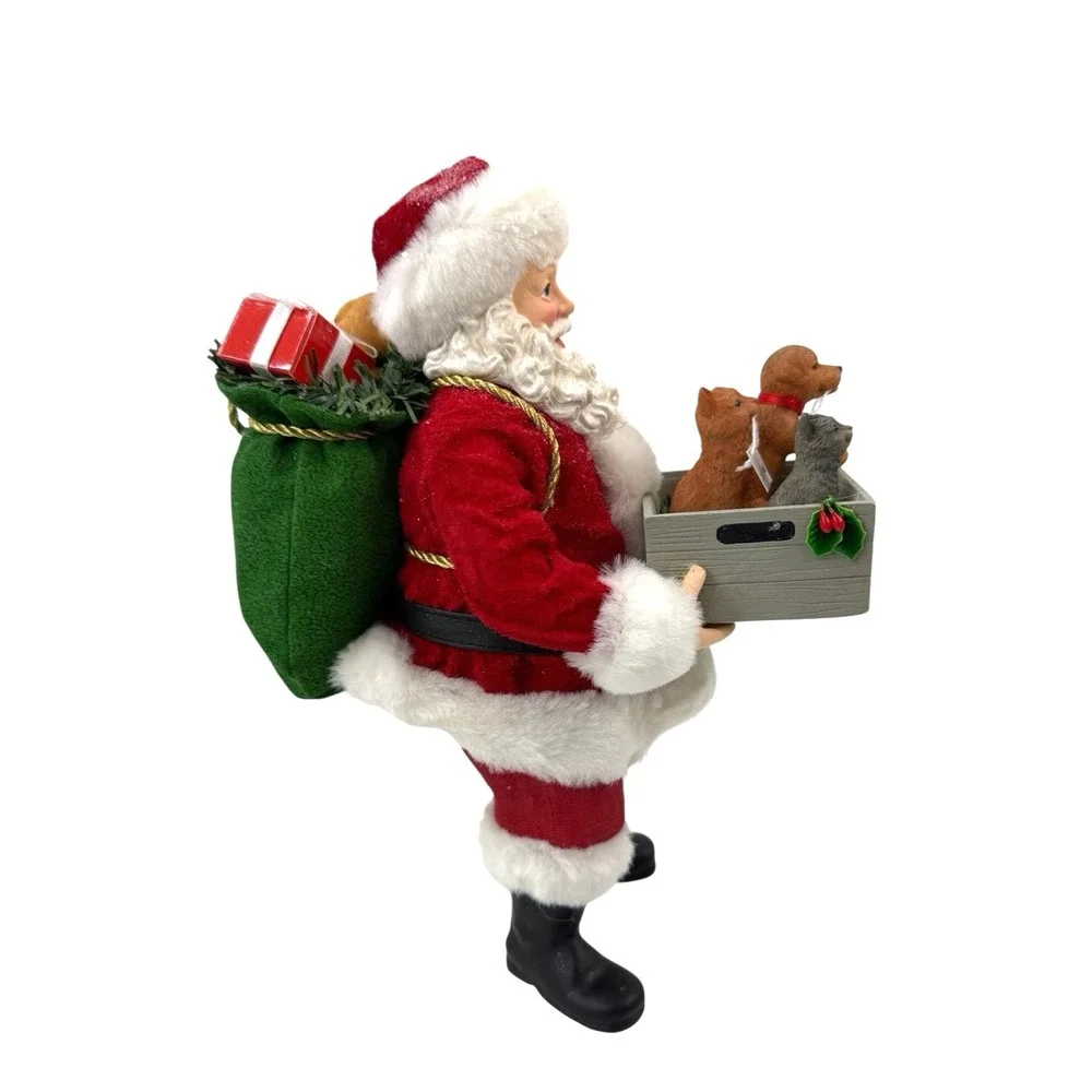 Kurt Adler Adopt-A-Pet Santa With Dog & Cats 2 PC Set 